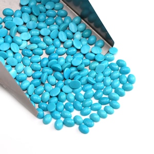 Natural Arizona Turquoise Smooth Cabochons, 7x5mm, Turquoise Calibrated Oval Cabochons, Top Quality Gems, Loose Gemstones For Jewelry Making