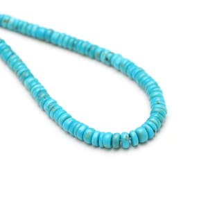 Natural Arizona Turquoise Smooth Rondelle Beads, 3 to 4.5 mm, Sleeping Beauty Jewelry Making Beads, 8 Inches/ 16 Inches, Price Per Strand