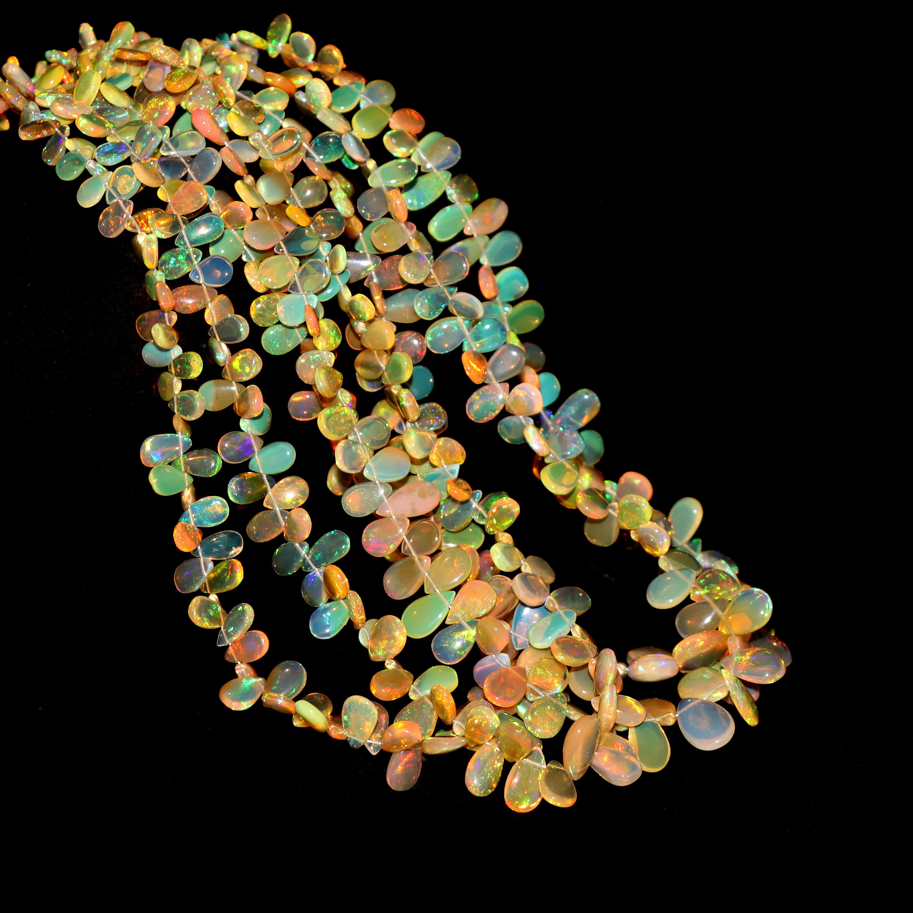 Natural Ethiopian Opal Smooth Pear Beads | 4x6 mm to 7x10 mm | Opal Jewelry  Making Beads | 16 Inches Full Strand | Price Per Strand