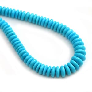 AAA++ Natural Turquoise Smooth Coin Shaped Beads, 6 to 12 mm, Arizona Turquoise, Rare Sleeping Beauty Beads, Price Per Strand