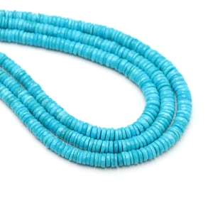 Natural Arizona Turquoise Faceted Tyre Beads, 4x2mm, AAA+ Sleeping Beauty, Jewelry Making Beads, 8 Inches/ 16 Inches, Price Per Strand