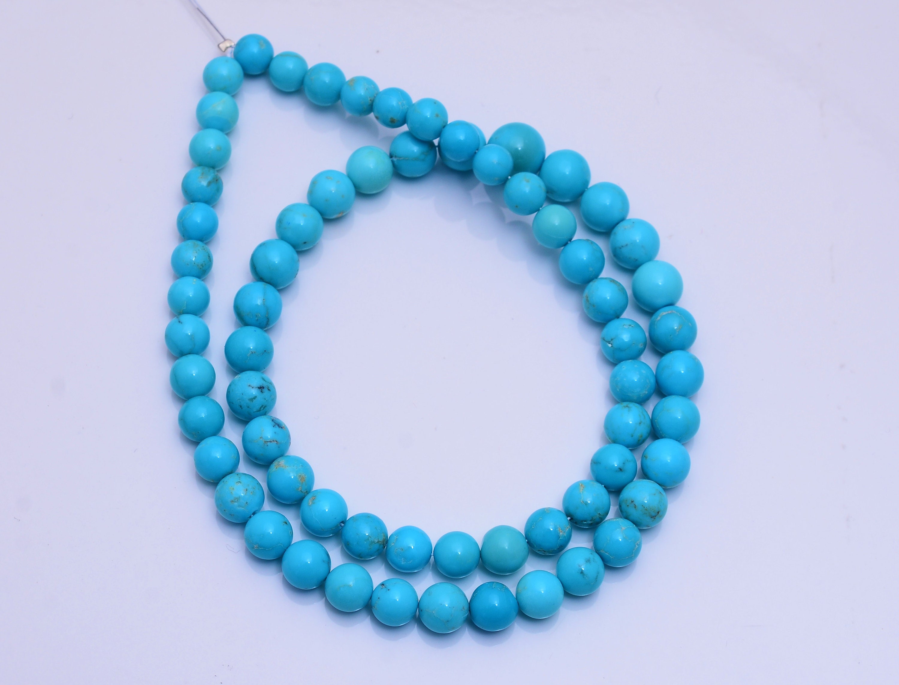 天然ターコイズ スムース ラウンド ボール、6 ～ 9 mm、アリゾナ