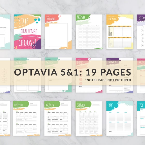 Optavia 5 and 1 Journal Pages, Optavia 5 and 1 Planner, Weight-loss Tracker, Food Journal, Food log, Daily Food log, PDF, Printable