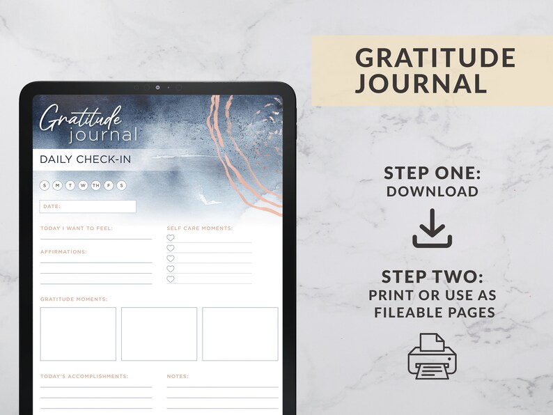 Gratitude Journal Pages, Daily & Monthly Check-in (printable PDF) - Etsy