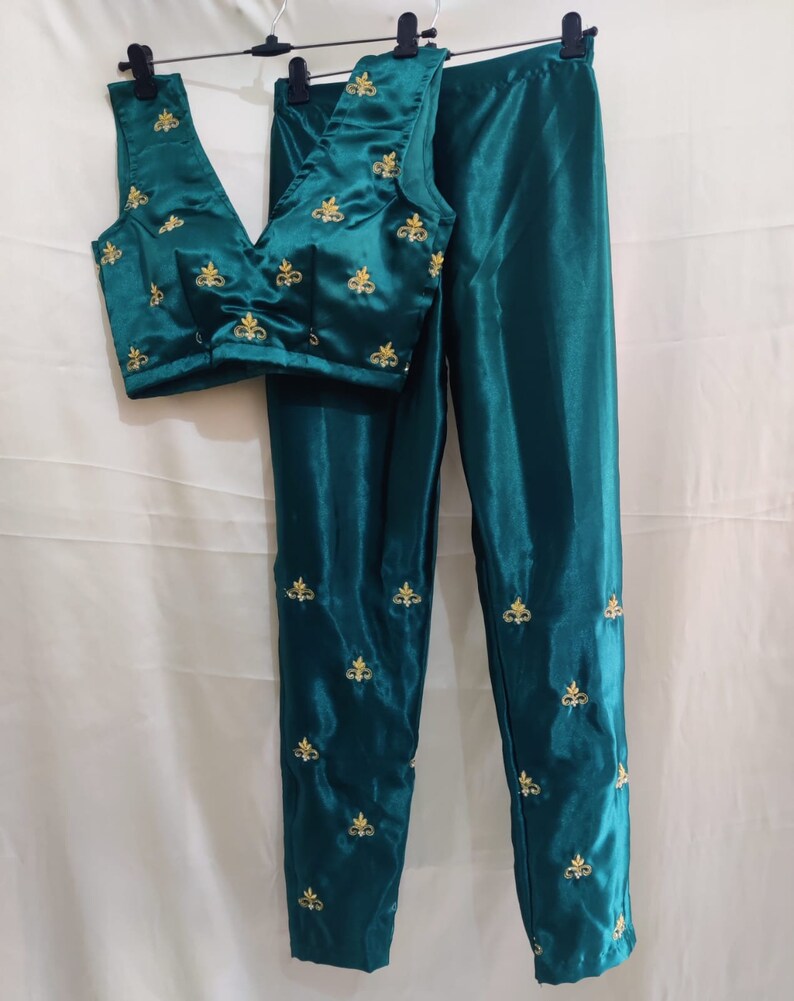 Designer Crop Top Dhoti Pants Attached Dupatta Set for Women Indo Western Dress Party Wear