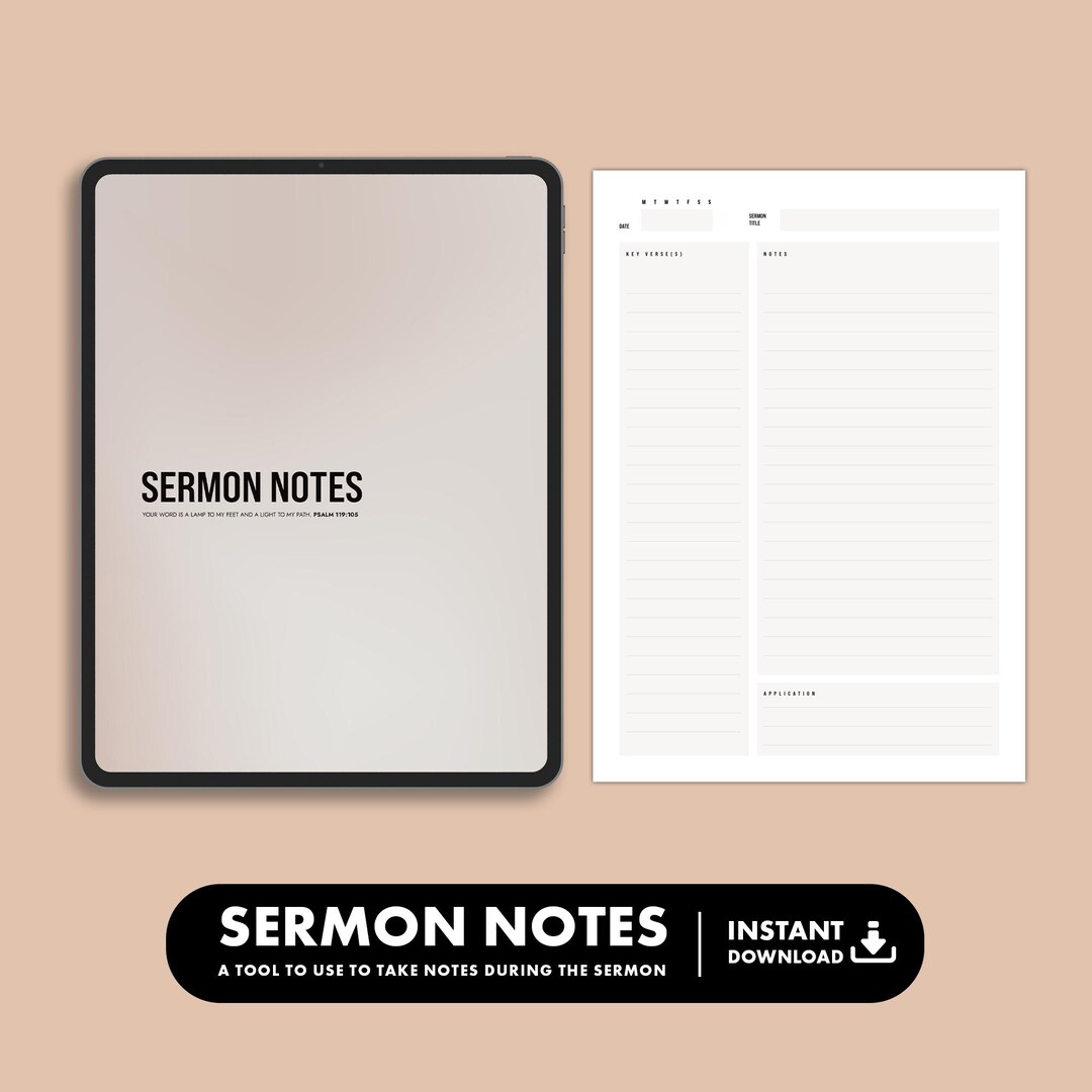 Sermon Notes Printable Template | Bible Study, Church Notes (PDF ...