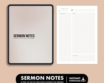 Sermon Notes Printable Template | Bible Study, Church Notes (PDF Download)
