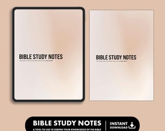 Bible Study Notes Guide | Scripture Journal Worksheet (Digital Download)