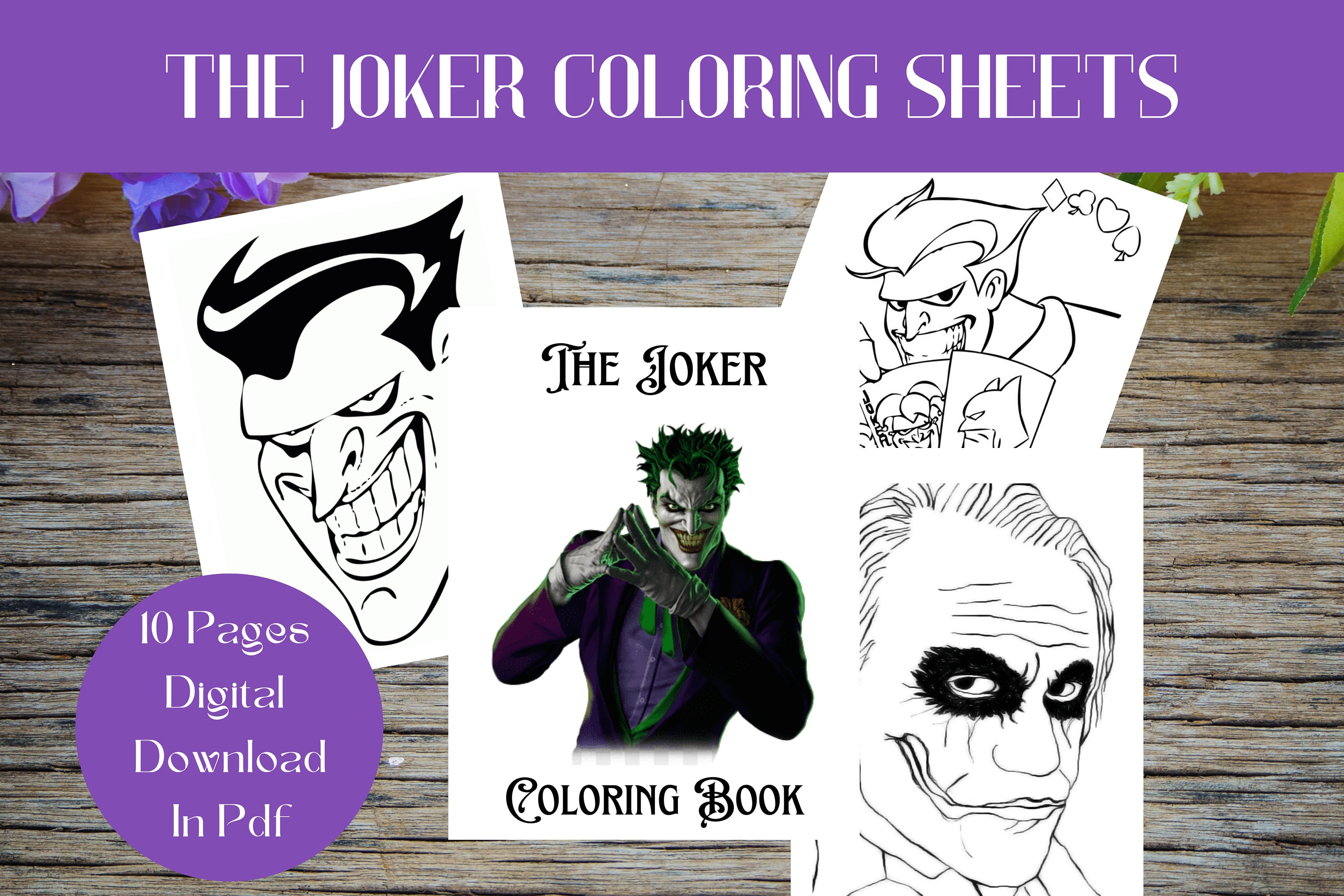Joker Printable Coloringcoloring Sheetsdownloadablecoloring - Etsy