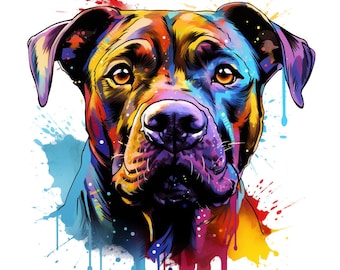 American bandog dog puppy pet lover alcohol ink PNG sublimation instant digital downloads