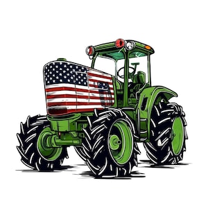 Green tractor PNG sublimation design -Green tractor wrap american flag instant digital downloads