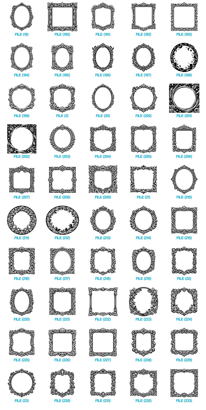 Baroque Mirror Frames Svg & Png Bundle for Cricut and Laser Engrave ...
