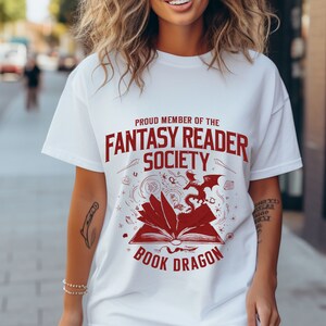Fantasy  Reader Society Shirt Bookish Shirt For Romance  Readers Vintage Reading Shirt for Women Gift for Book lovers Dragons Themed shirt