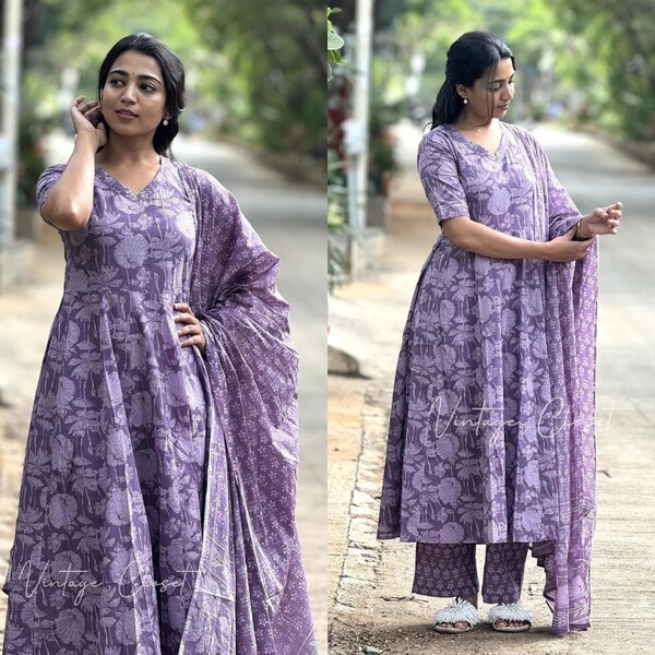 Heavy Summer Cotton Kurtas And Kurtis Sets, Indian Designer Women Kurta Pant Dupatta Sets, Wedding /Festival /Ethnic Wear Salwar Kameez Suit