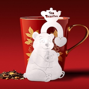 Mama Bear with Cub Tea Bag (4 Pieces) | Handmade Custom Tea Gift for Mom | Unique Mother's Day Gift | Premium Tea Bags | Cute Animal Tea Bag