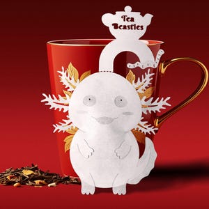 Axolotl Shaped Tea Bag Favors | Handmade Custom Tea Beasties, Set of 4