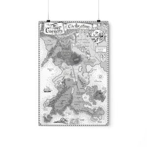 Kingkiller Chronicle Map Poster / Home Office Bedroom Decor / Fantasy Book Fan Gift / Vintage Minimal Aesthetic Print / Patrick Rothfuss