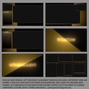 Gold and dark theme for Twitch, OBS, golden, black, minimal, screen, overlay, animated, transition, intermission, background, webcam frame