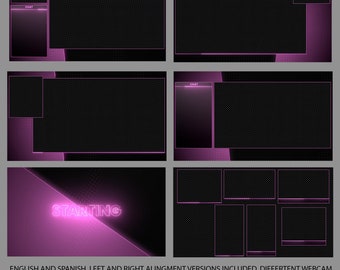 Pink theme for Twitch, OBS, pink, dark, black, minimal, screen, overlay, animated, transition, intermission, background, webcam frame