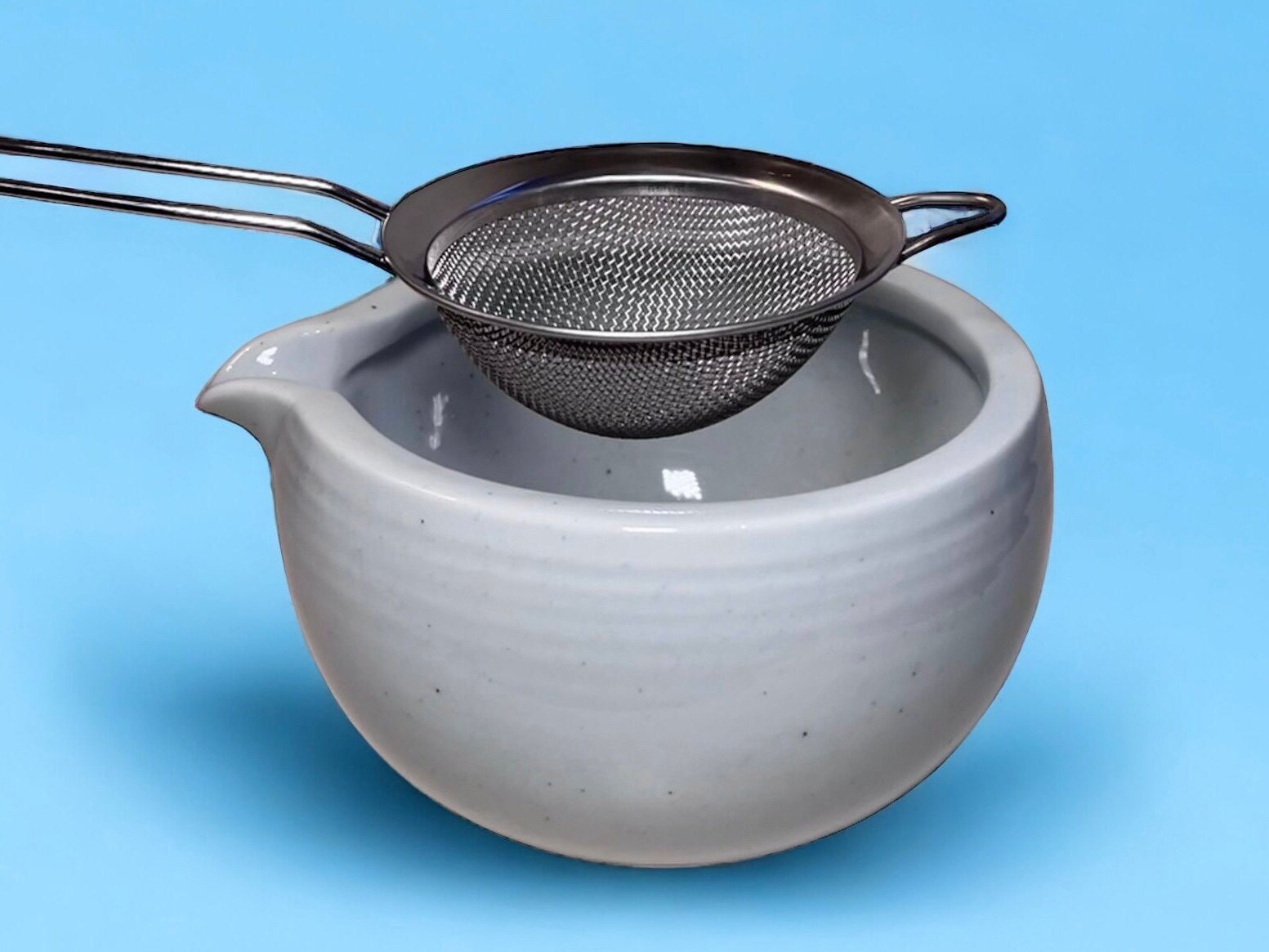 Matcha Set With Ceramic Whisking Bowl, Metal Portion Spoon, Bamboo