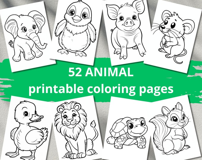 120 Cute Animal Coloring Pages for Kids Vol1 | Printable Activity for ...