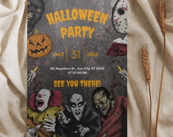 Editable Adult Halloween Party Invitation | Halloween Costume Party Invite | Halloween Birthday | Canva template | Kids Spooky Night Party