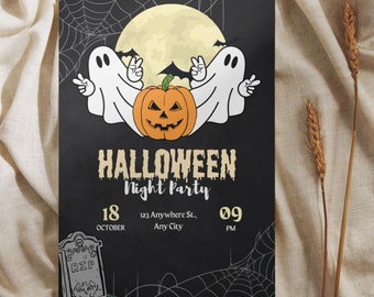 Editable Adult Halloween Party Invitation | Halloween Costume Party Invite | Halloween Birthday | Canva template | Kids Spooky Night Party