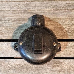 Original vintage industrial single rocker light switch from bakelite made in USSR