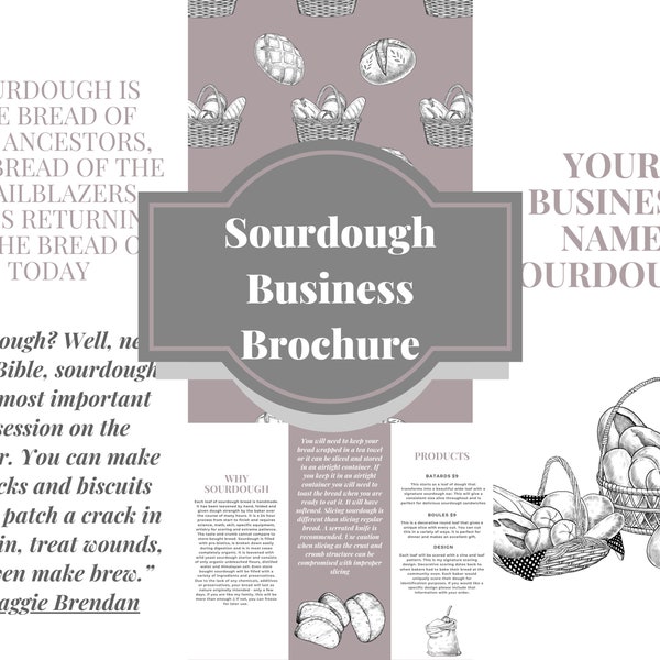 Sourdough Business Brochure, Sourdough Tri-Fold, Bakery Tri-Fold Brochure