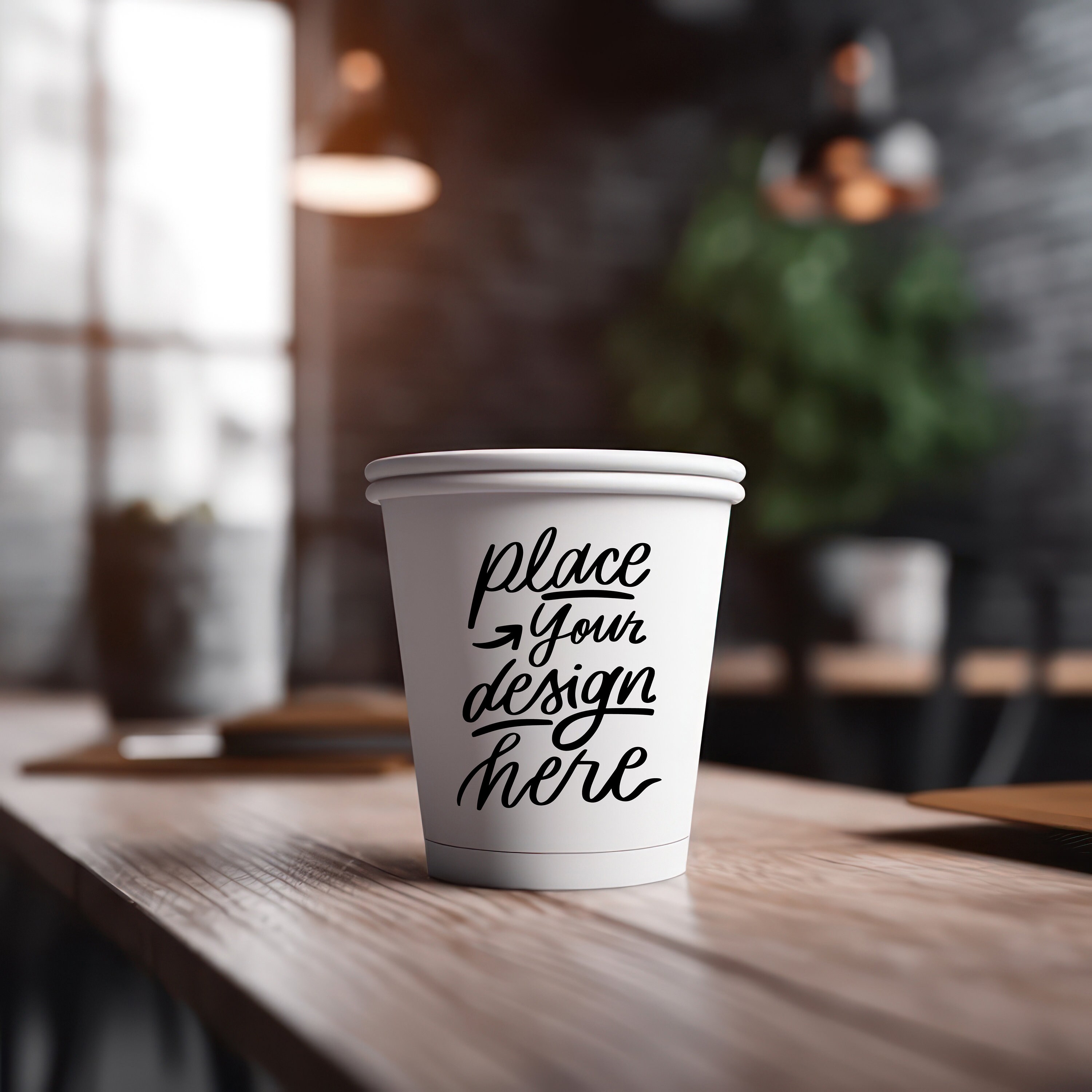 Mockup White Cup Mock-up Paper Cup Office Background Photo - Etsy