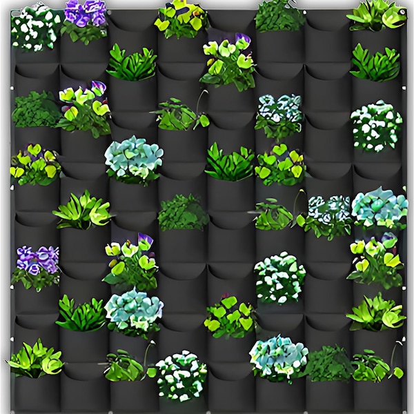 SunVara Vertical Wall Planter Outdoor Wall Garden Planter Felt Fabric Black 64 Pockets