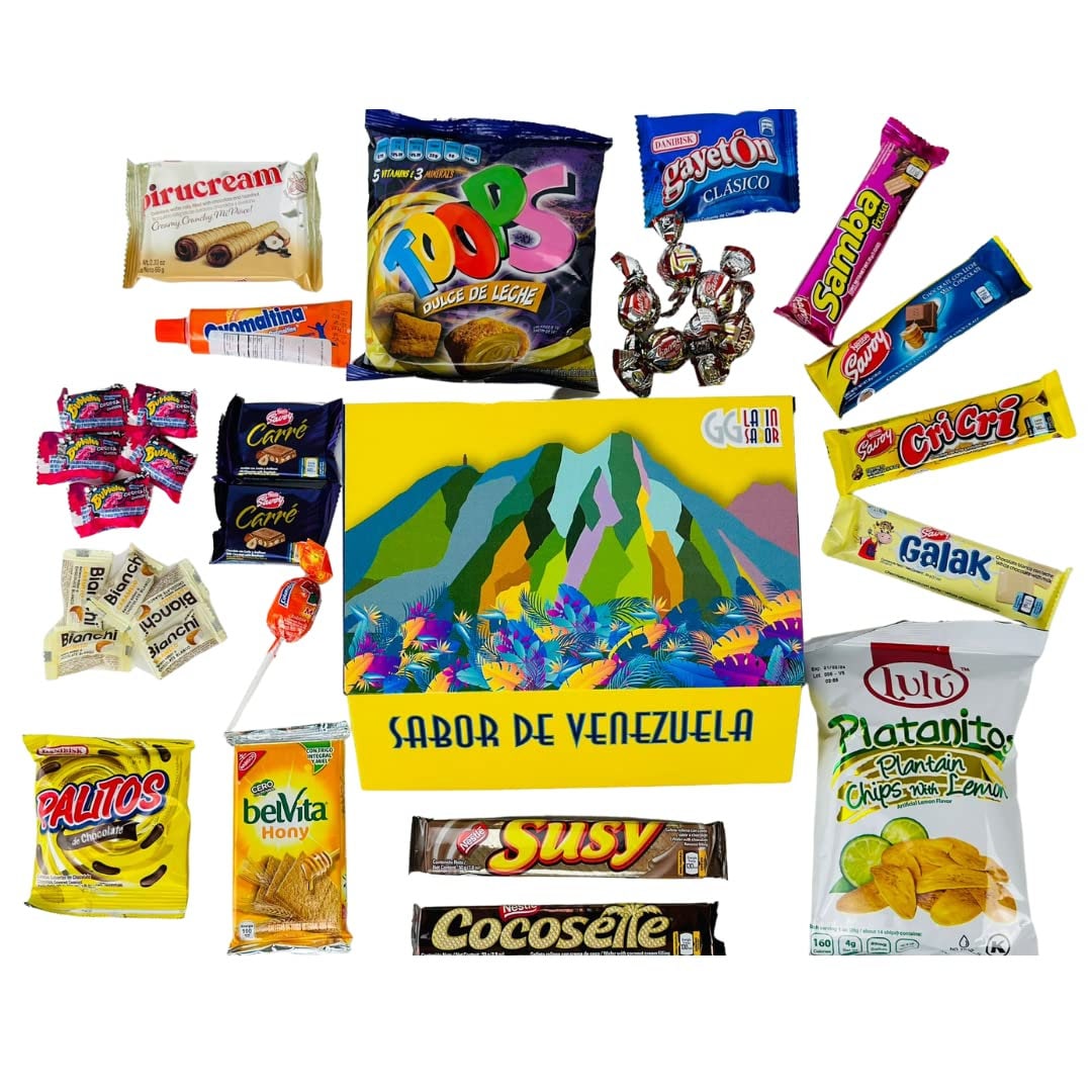 LATIN SABOR Venezuelan Food Sweet Snacks Gift Crate Box Assorted
