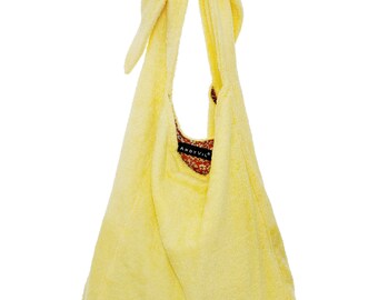 Sac hobo en tissu éponge jaune pâle