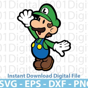 Luigi Svg, Super Mario Luigi Svg, Super Mario Clipart, Cut File, Cricut Silhouette, Sticker Svg, Svg Eps Dxf Png Digital File