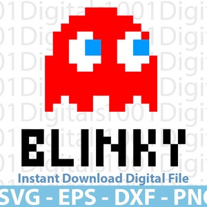 Pac Blinky Svg, Cute Red Pac Svg, Pac Clipart, Cut File, Cricut Silhouette, Sticker Svg, Svg Eps Dxf Png Digital File