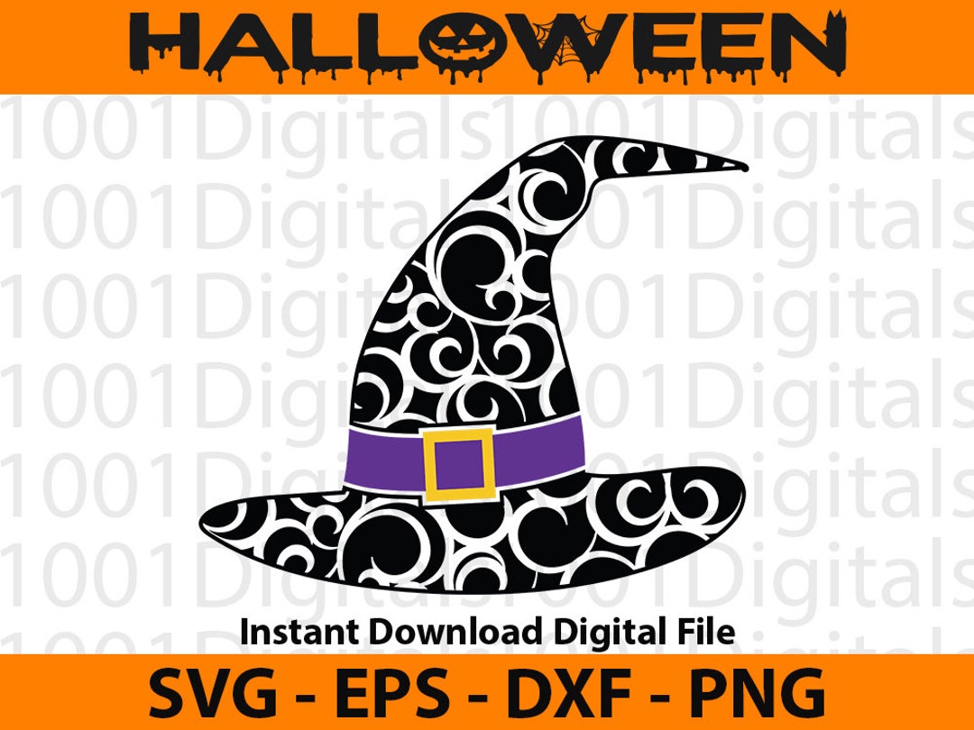 Witch Hat Svg, Halloween Witch Hat Svg, Halloween Cut Files for Cricut