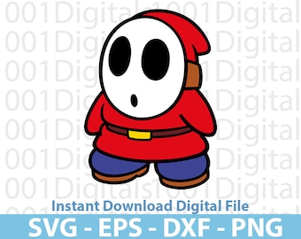 Shy Guy Svg, Super Mario Shy Guy Svg, Mario Clipart, Cut File, Cricut Silhouette, Sticker Svg, Svg Eps Dxf Png Digital File