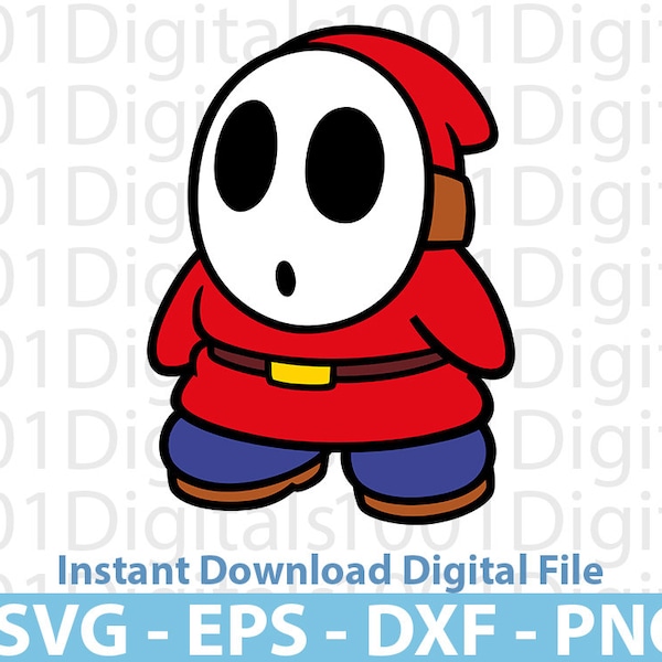 Shy Guy Svg, Super Mario Shy Guy Svg, Mario Clipart, Cut File, Cricut Silhouette, Sticker Svg, Svg Eps Dxf Png Digital File