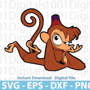 Aladdin Abu Svg,  Cute Monkey Abu Svg, Aladdin Clipart, Png Cut File, Cricut Silhouette, Sticker Svg, Svg Eps Dxf Png Digital File