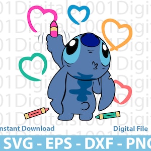 Stitch Draw Heart SVG for Cricut, Lilo and Stitch Print, Layered Stitch Clipart, Stitch Markers, Little Cross Stitch, Stitch Sublimation