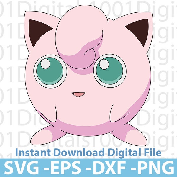 Jigglypuff Svg, Pokemon Jigglypuff Svg, Jigglypuff Clipart, Png Cut File, Cricut Silhouette, Sticker Svg, Svg Eps Dxf Png Digital File