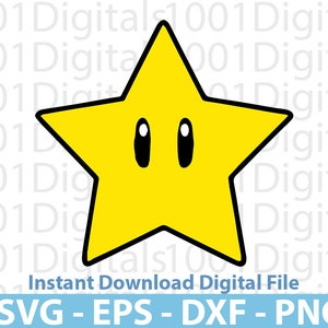 Stern-Svg, Super Mario Stern-Svg, Mario Clipart, Schnitt-Datei, Cricut Silhouette, Aufkleber-Svg, svg Eps Dxf Png digitale Datei