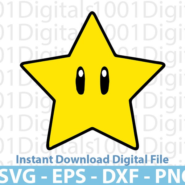 Star Svg, Super Mario Star Svg, Mario Clipart, Cut File, Cricut Silhouette, Sticker Svg, Svg Eps Dxf Png Digital File