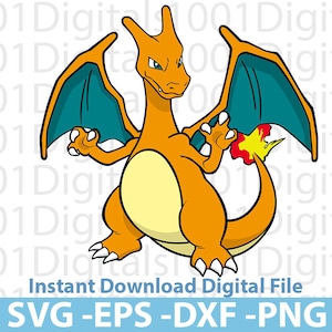 Charizard Svg, Pokemon Charizard Svg, Charizard Clipart, Arquivo De Corte Png, Silhueta Cricut, Adesivo Svg, Arquivo Digital Eps Dxf Png