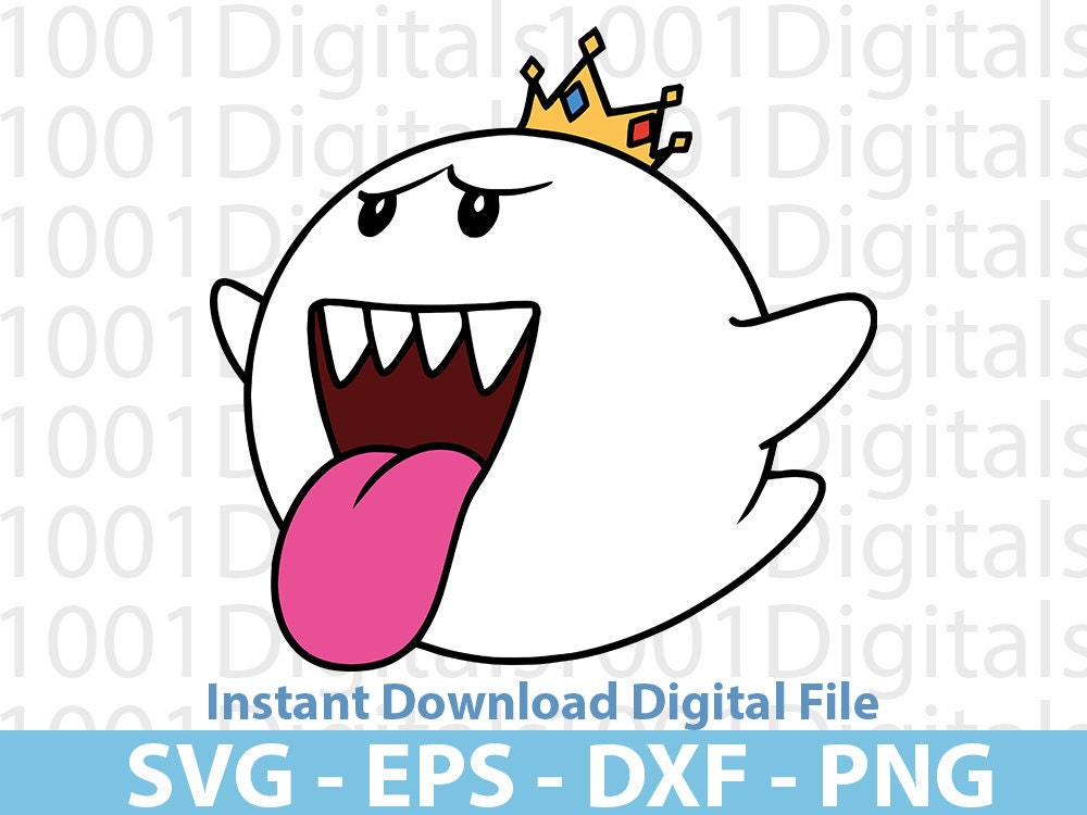 King Boo Svg, Super Mario Boo Svg, Mario Ghost Clipart, Cut File