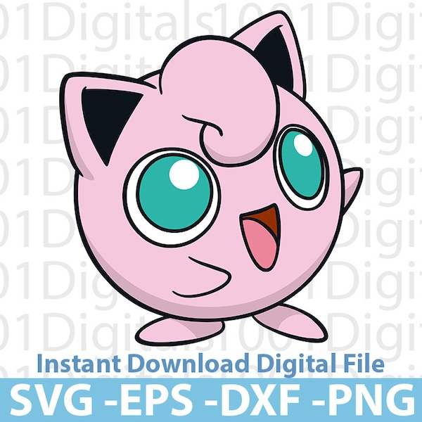 Jigglypuff Svg, Pokemon Cute Jigglypuff Svg, Jigglypuff Clipart, Png Cut File, Cricut Silhouette, Sticker Svg, Svg Eps Dxf Png Digital File