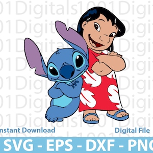 Stitch and Lilo SVG for Cricut, Lilo and Stitch Print, Layered Stitch Clipart, Stitch Markers, Little Cross Stitch, Stitch Sublimation