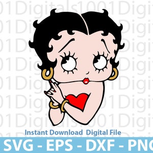 Betty Boop Svg, Betty Boop Head, Cute Boop Svg, Betty Boop Clipart, gesneden bestand, Cricut silhouet, sticker, digitaal eps dxf png-bestand