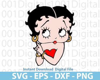 Betty Boop Svg, Betty Boop Head, Cute Boop Svg, Betty Boop Clipart, Cut File, Cricut Silhouette, Sticker, Eps Dxf Png Digital File
