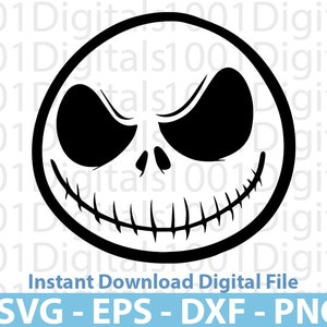 May include: A black and white graphic of a circular face with a sinister grin and large, dark eyes. The design is reminiscent of a character from a popular animated film. Below the image, the text reads "Instant Download Digital File" and lists file formats.